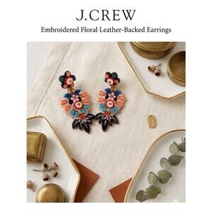 J.Crew Floral Statement Earrings: Embroidered & Leather-Backed
